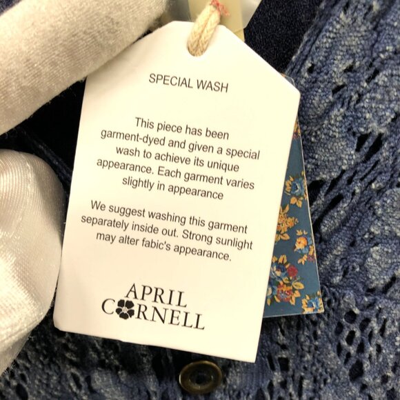 NWT April Cornell Maxi Dress XL Sunwashed Navy Agatha Long Sleeve Blue Rayon - Picture 9 of 13